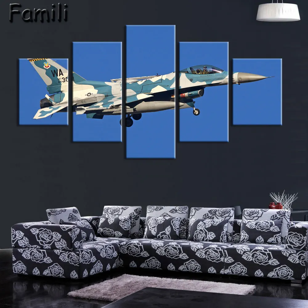 5Pieces/set  Aerial Fighter Air Landscape Poster Pictures For Modern Home Decor Wall Art Print Canvas Painting Living Room Artwo