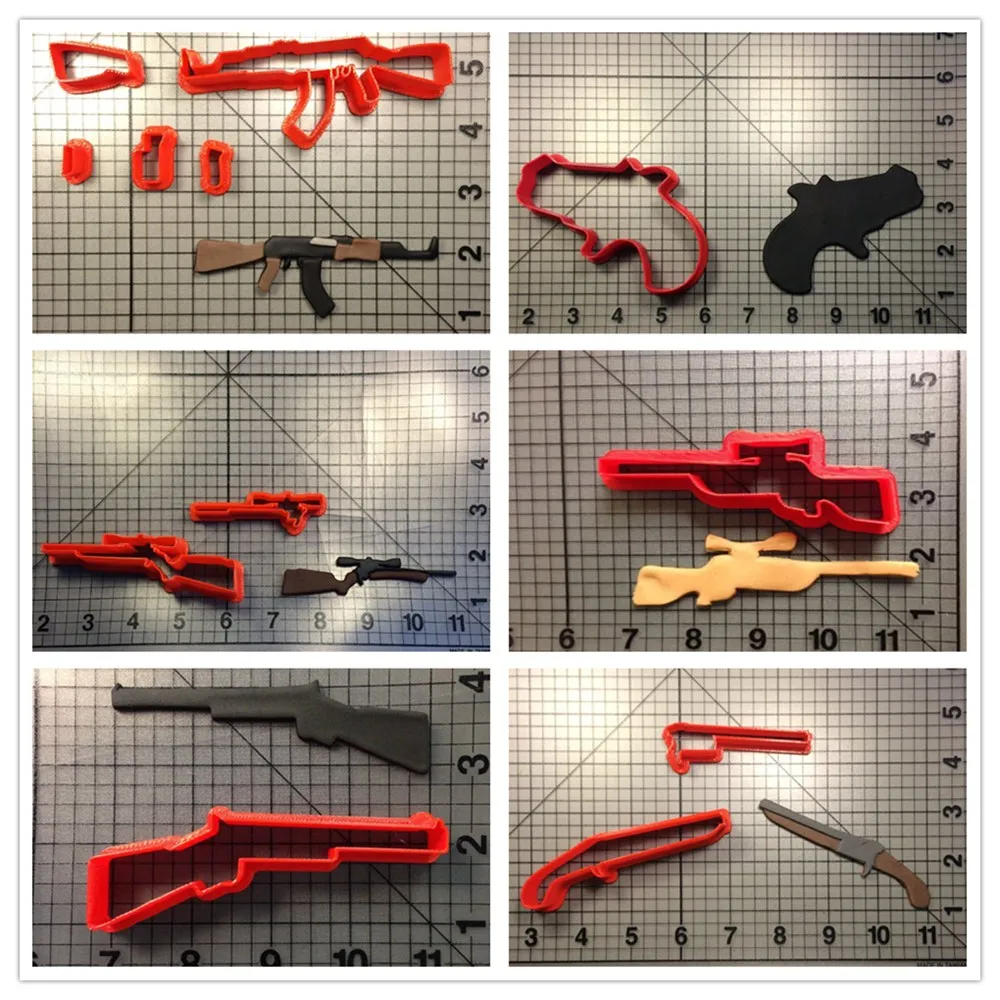 Weapon Shotgu Rifle Pistol Cookie Cutter Fondant Cupcake Top Custom Made 3D Printed Cookie Cutter Set cake decorating tools