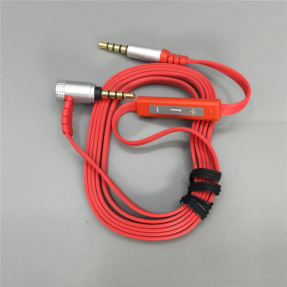 Male to Male 3.5mm Jack Audio Cable With Mic And Volume Change Function Flat AUX Cable Cord for Headphones