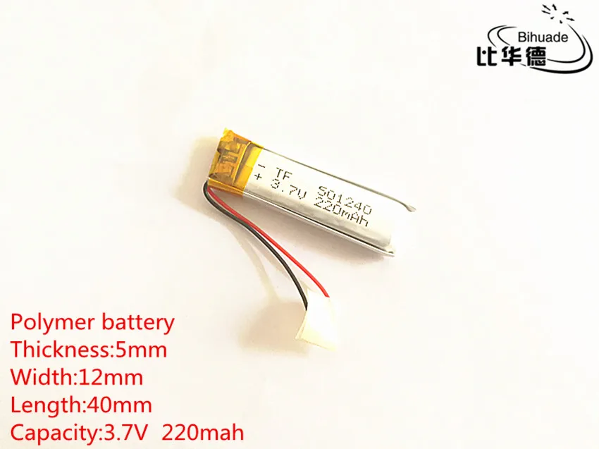 50pcs 3.7V 220mAh 501240 Lithium Polymer LiPo Rechargeable Battery For Mp3 MP4 GPS PSP