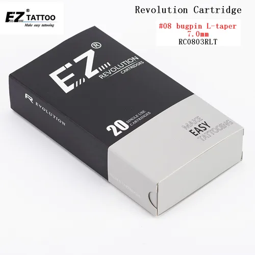 Imagen 1 del producto Cartucho de revolución de agujas de tatuaje RC0803RLT EZ # 08 (0,25mm) revestimiento redondo para máquinas y empuñaduras de sistema de cartuchos 20 unids/lote