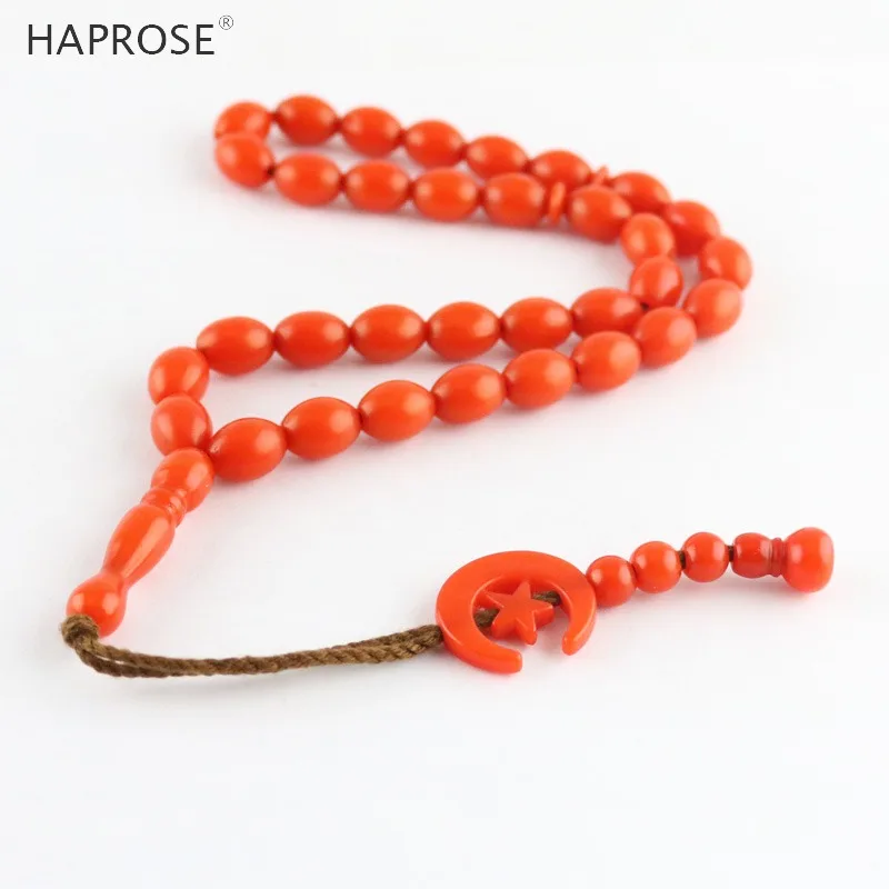 New Oval Bracelet red Bead Ethnic Style Bracelet 33 Beads tasbih Muslim Allah Beads 10*12mm tasbin Men's Gift Wholesale