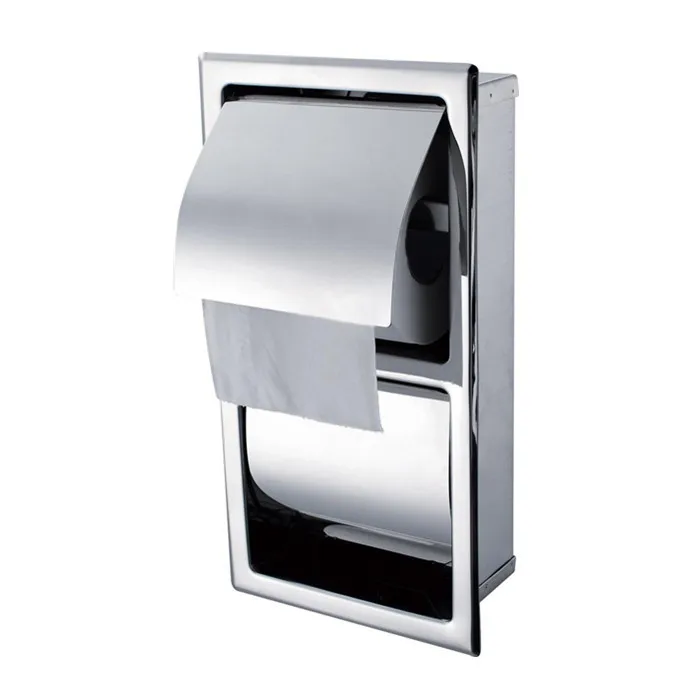 

304 stainless steel into wall toilet paper holder box toilet double paper box tissue box SB100-2