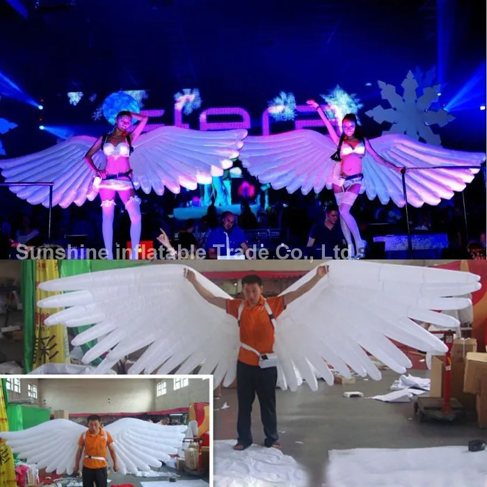 4mLong big white inflatable angel wings, inflatable wings costume for sale