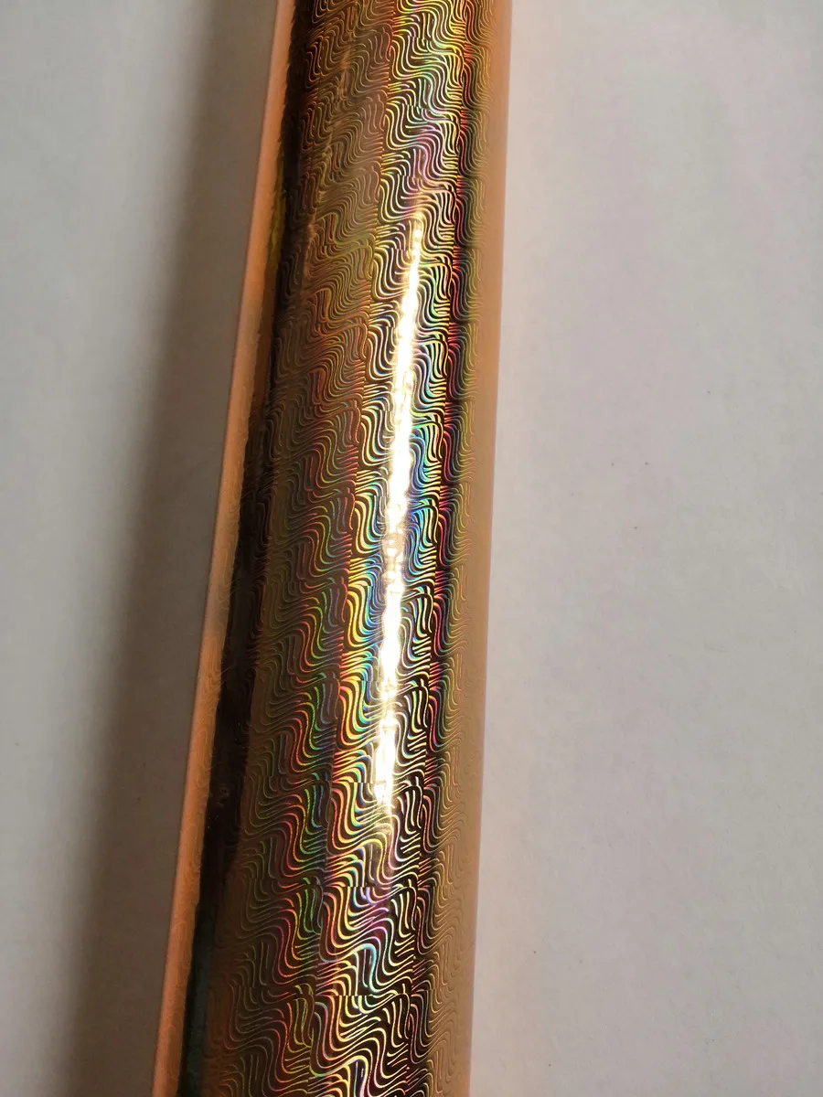 

Holographic foil gold color wave pattern A48 hot stamping on paper and plastic 64cm x 120m