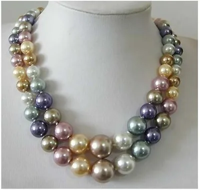 

2 Row 8--14MM South Sea Multicolor shell pearl Necklace