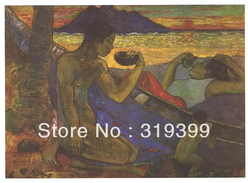 

100% Handmade Famous Oil Painting Reproduction on Linen canvas,Canoe, Tahitian Family, Arles by paul gauguin,Free Shipping,