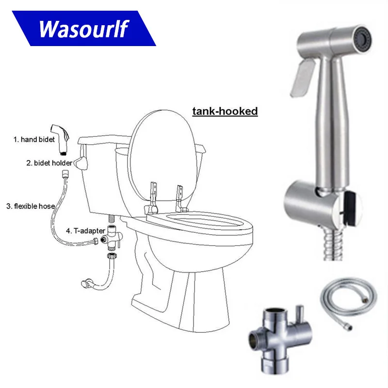 Wasourlf Toilet Hand Sprayer Bidet Stainless Steel Shower Hose Distributor Bathroom Accessories Toilet fittings Rest Room parts