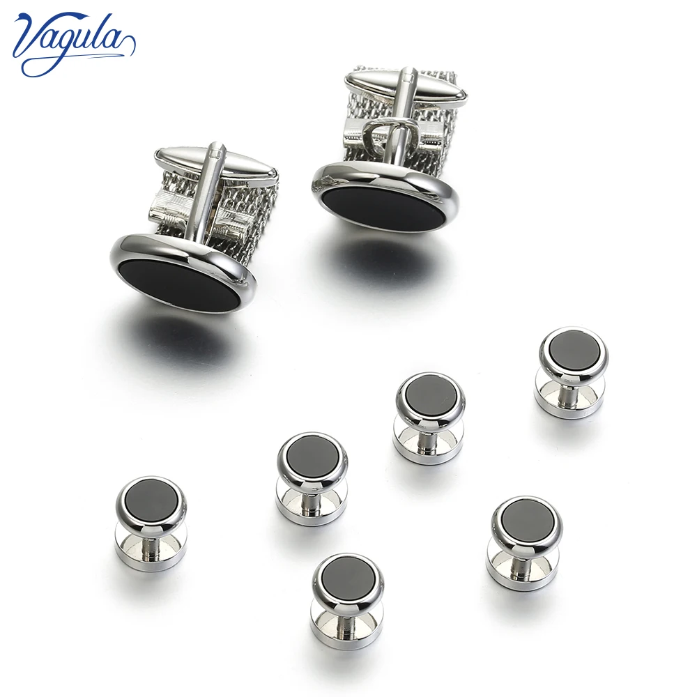 

VAGULA Hot sale Cufflinks Studs in 8PCS Set Quality Gemelos Button Links Trendy Tuxedo Collar Stud 416