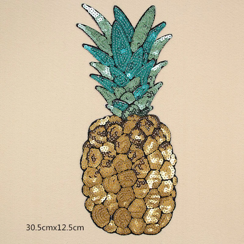 1 Piece Cheap Large Sequins Pineapple Patch Fashion Embroidered Applique Clothing Decoration Sew On Patch clothes applique