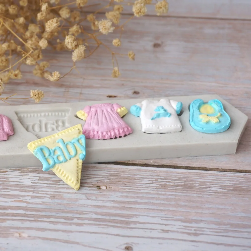 Infant Clothes Shape Silicone Mold Sugarcraft Fondant Cake Decorating Chocolate Baby Shower Party Cake Lovely Infant Dress Mould