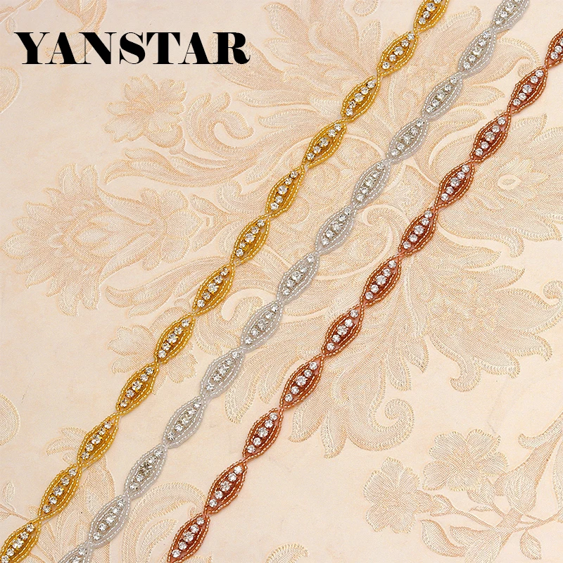 

YANSTAR 5Yards Wholesale Full Length Rhinestones Appliques Sewing On Wedding Dresses Belt DIY Bridal Sash YS882