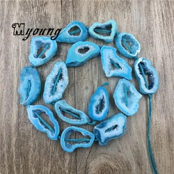 Sky Blue Agates Druzy Geode Slice Beads,Quartz Drusy Pendant Slab Beads For DIY Jewelry MY1675