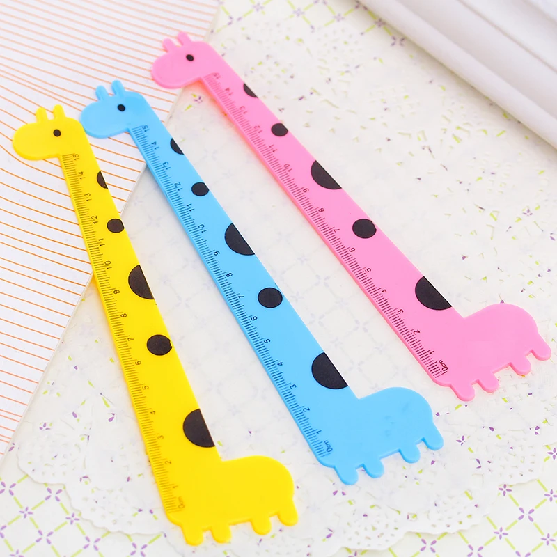 3 PCS New Arrival Student School Supplies Children Cute Animal Cartoon Giraffe Plastic Straight Ruler