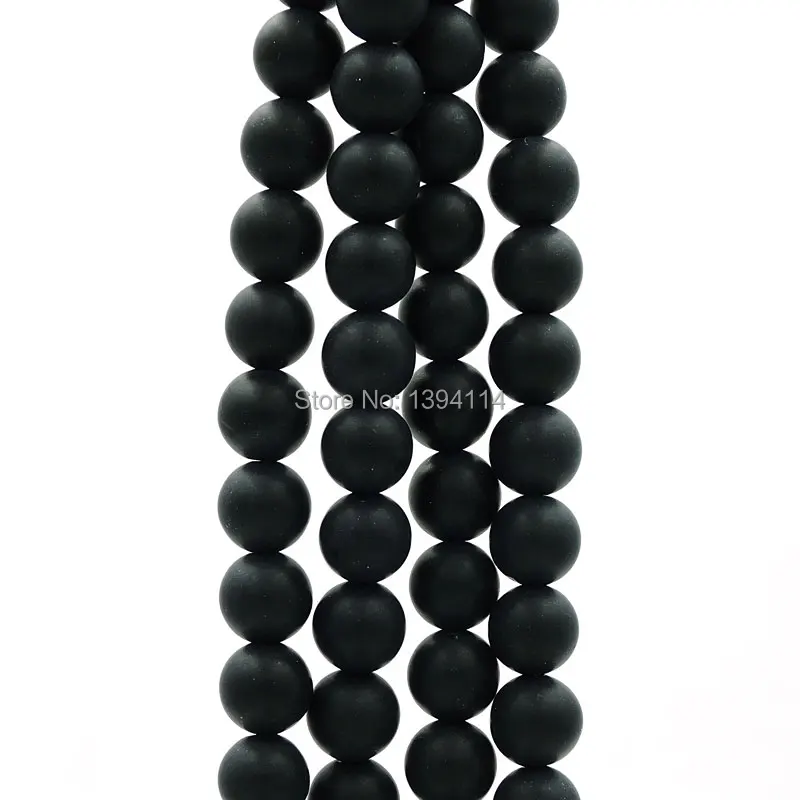 

Black Agate Frosted Round Beads Strand For Making Bracelets Or Necklaces Jewelry Approx 16 Inches