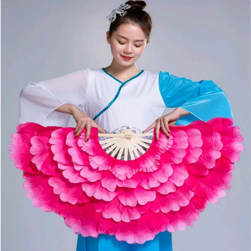 adult peony flower double-sided dance hand fan square dance fan performance props High quality eventail a main abanico para boda