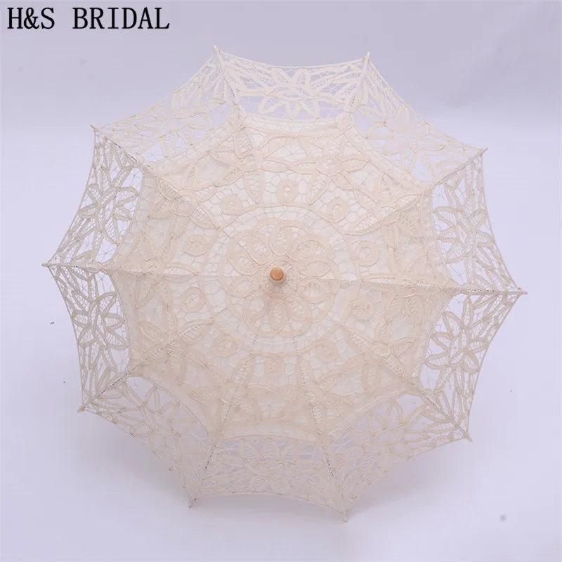 H & s-guarda-sol de noiva bordado, guarda-chuva branco para casamento, material de renda