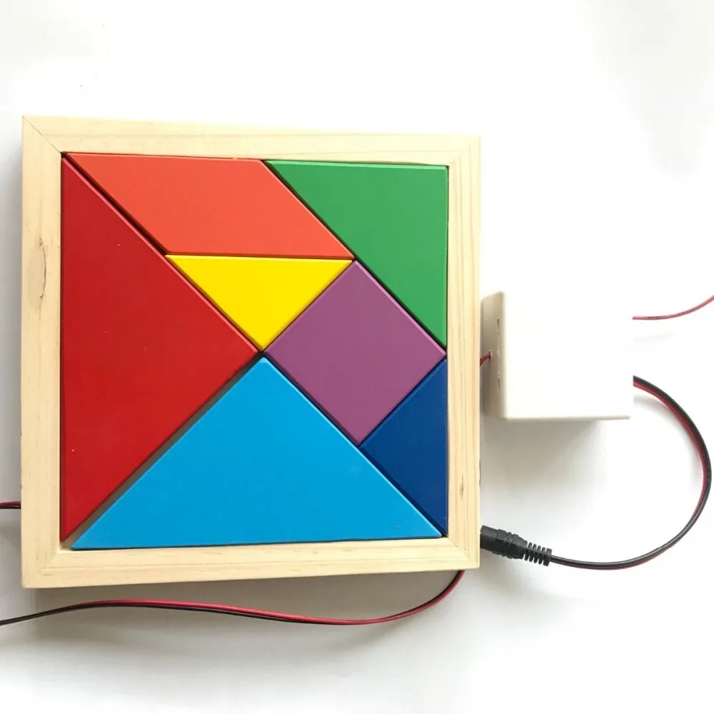 Tangram prop for room escape game adventurers collect all color pieces to figgure out the puzzle clues and unlock chamber room