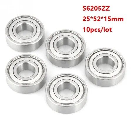 

10pcs/lot S6205ZZ S6205 ZZ 25x52x15mm ABEC-5 stainless steel bearings Deep Groove Ball bearing 25*52*15mm 6205 6205ZZ