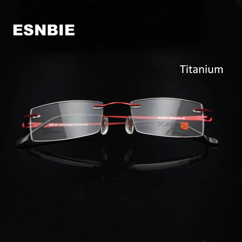 

ESNBIE High-Grade Titanium Rimless Eyeglass Frames For Men Ultra-Light Square Myopia Business Frameless Glasses Women