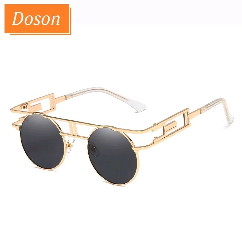 Gotyckie Steampunkowe Okrągłe Okulary Przeciwsłoneczne Vintage Męskie Damskie Unisex Lustrzane Metalowe Okulary Retro Oculos De Sol
