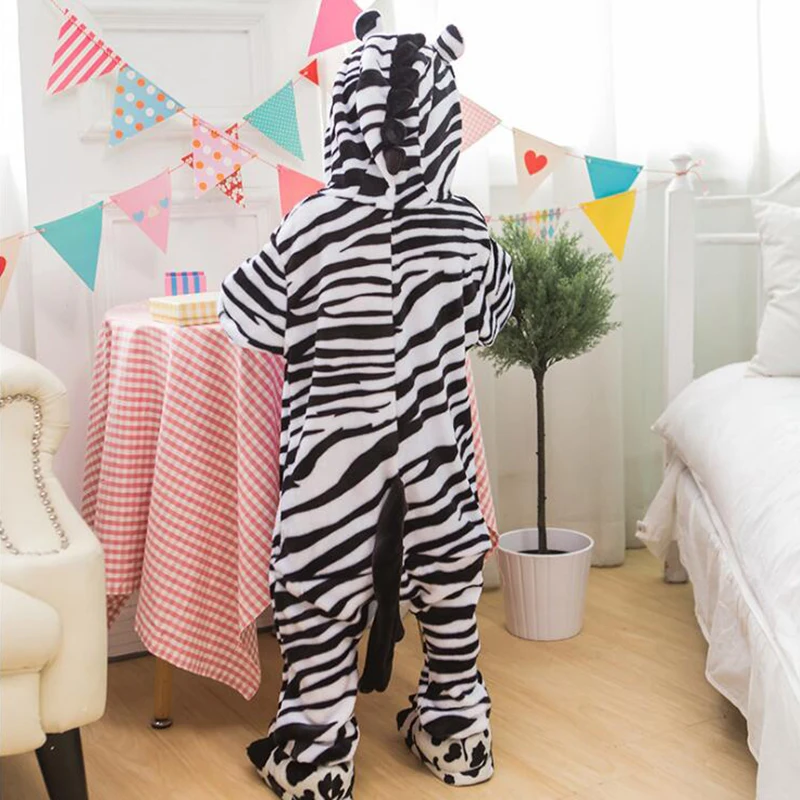 Kid Zebra Cosplay Kigurumi Onesies Children Cartoon Anime Jumpsuit Costume For Girl Boy Cute Animal Disguise Sleepwear Pajamas