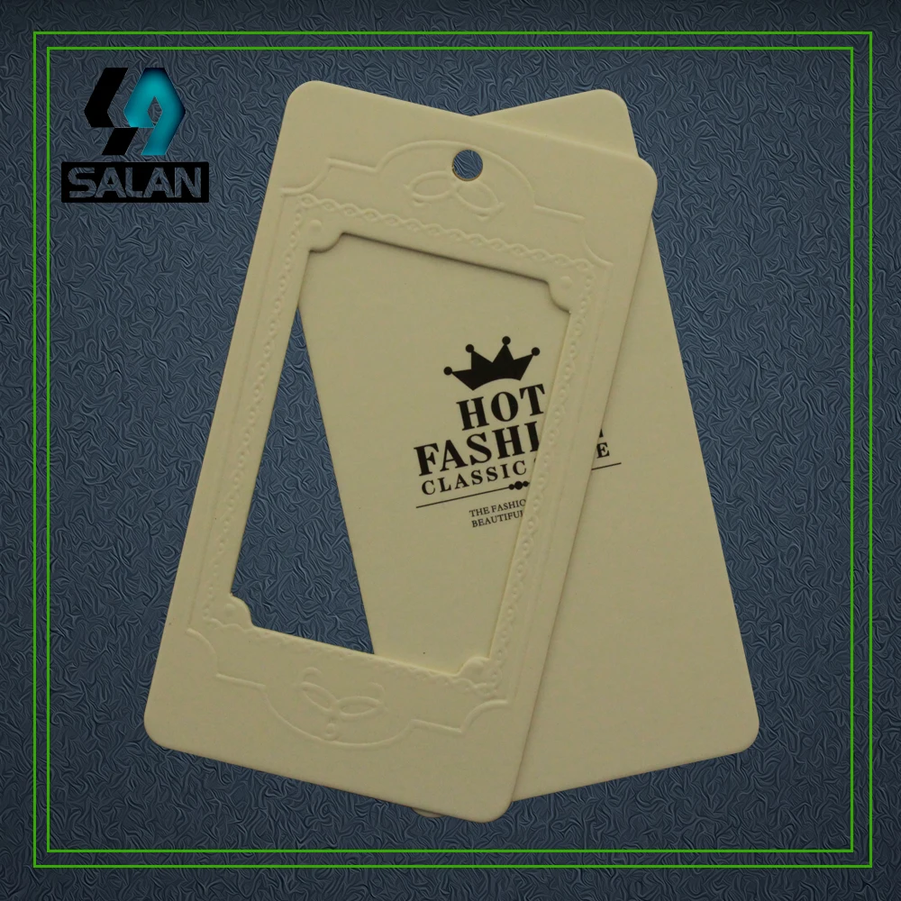 Customize 400gsm paper emboss logo clothing Hang tags Garment Label customized swing Hang tags