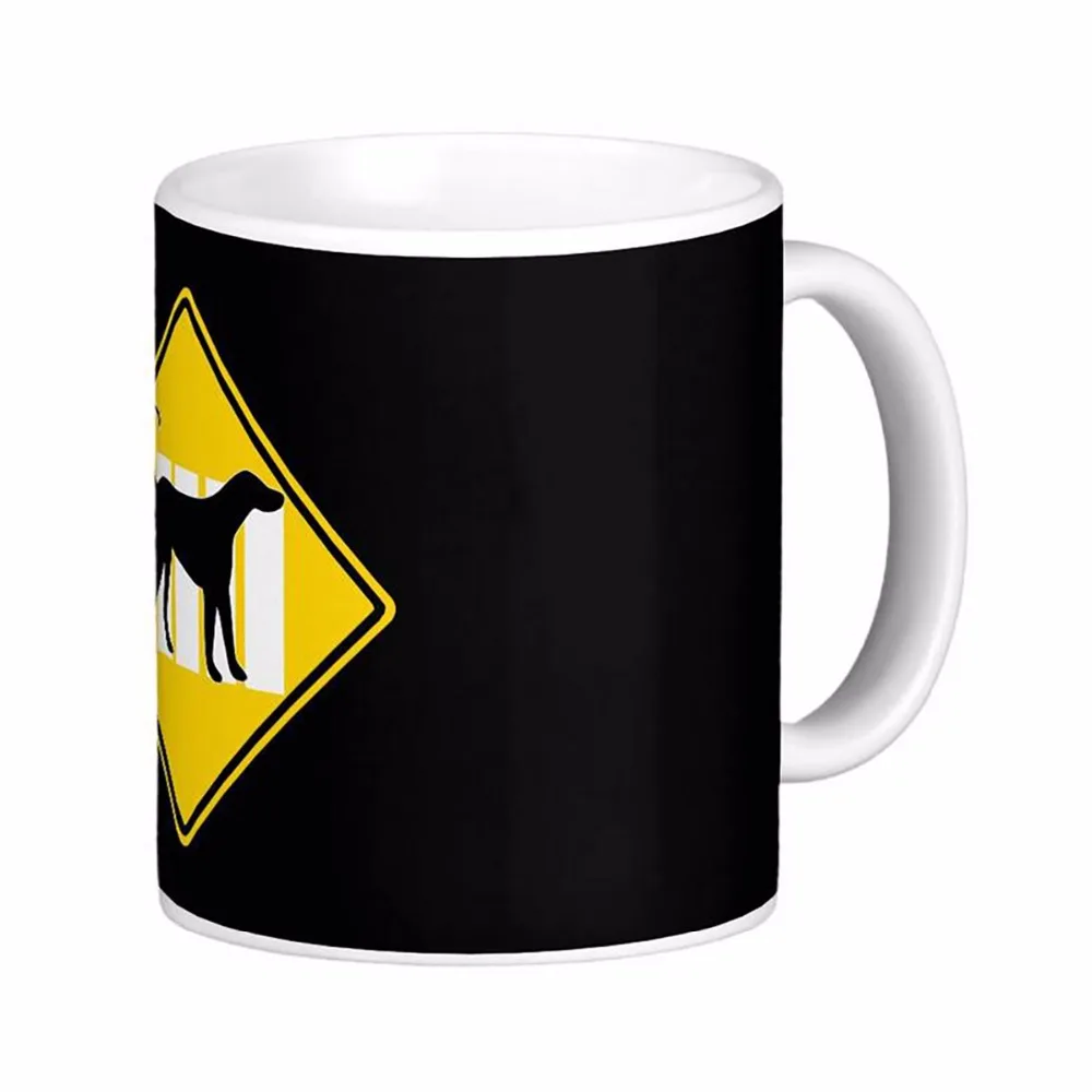 Dog Crossing Road Sign White Coffee Mugs Tea Mug Customize Gift By LVSURE Ceramic Mug Travel Coffee Mugs