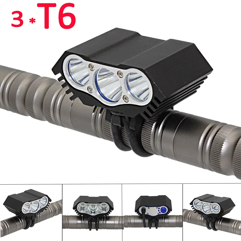 

3600LM 3x XML T6 LED Bicycle Light Front Bicycle Flashlight Ultra Fire USB 4 Modes head Light Bike Lamp Back Tail Light