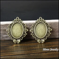 New  vintage 30pcs antique bronze oval  Cameo/Cabochon  frame  pendant  charm  diy jewelry Findings  44*35*2mm  (fit 25*18mm)