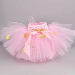 Pink Minnie Girls Tutu Skirt Baby First Birthday Party Costume Gold Polka Dot Infant Toddler Tulle Skirt Cake Smash Newborn-5T6T