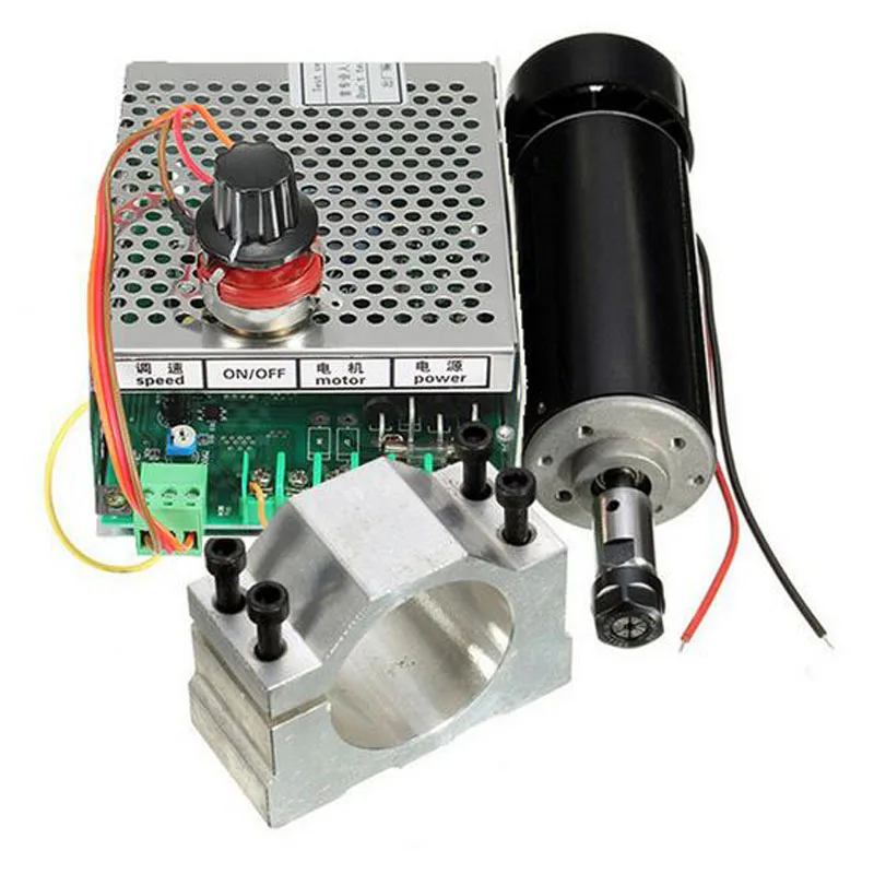 

500W Air cooled spindle ER11 chuck CNC 500W Spindle Motor + 52mm clamps + Power Supply speed governor For PCB Engraving