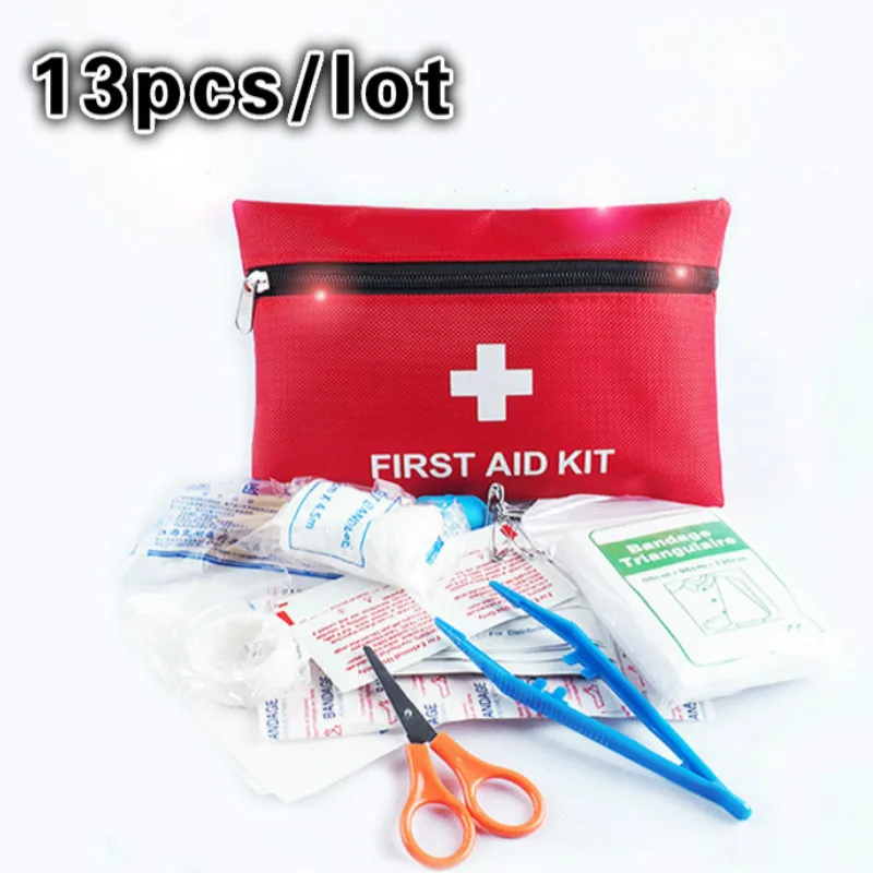 

13pcs/lot Professional First Aid Kit High Quality Red First Aid Bag Travel Camping Home Medecine Emergency Survival Rescue Bag