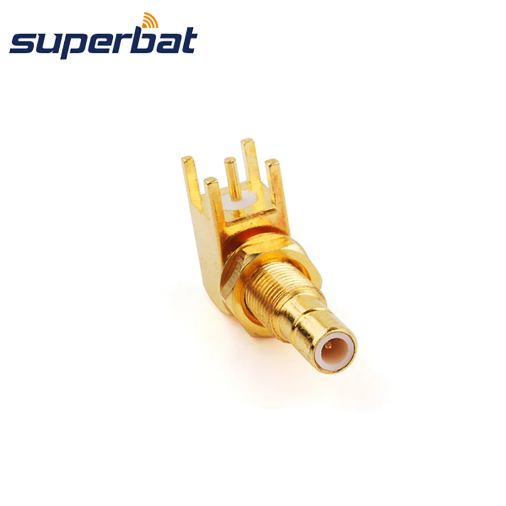 Superbat SMB Male PCB Mount Right Angle Bulkhead Goldplated RF Coaxial Connector