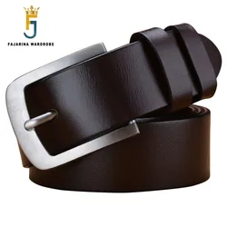 FAJARINA Men's Top Quality Pure Genuine Leather Retro Style Stainless Steel Pin Buckle Belts Men 3.8cm Wide Accessories N17FJ251