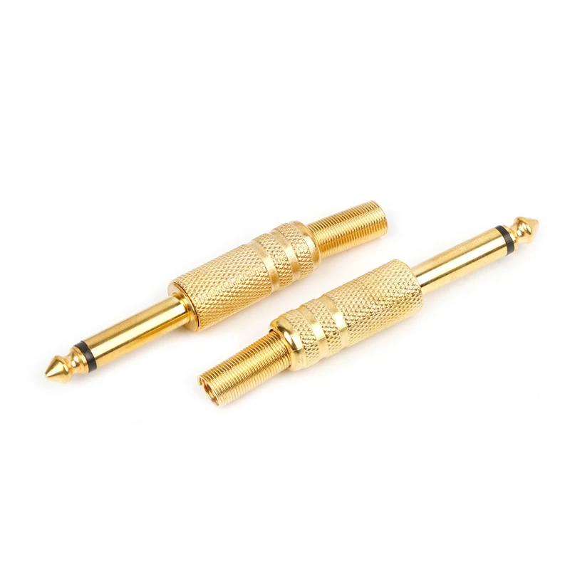 10 Pcs Gold Plated 6.35mm Male 1/4 Mono Jack Plug Audio Connector Soldering L15