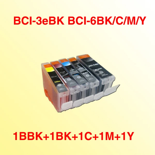 5x BCI 3 BK BCI6  BCI-3  BCI-3e BK/C/M/Y ink cartridge compatible for Canon BJC-3000/3010/3200/BJC-6000/6100/6200/6500/i550/i560