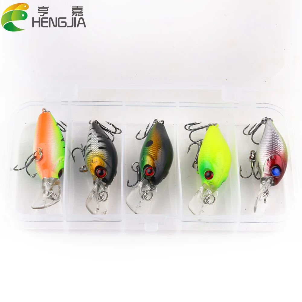 HENGJIA 5pcs/lot Fishing Lures Kit Plastic Crank Bait 4.2g/5cm Wobblers Crankbait Tackle Bass Bait Spinners for Fishing