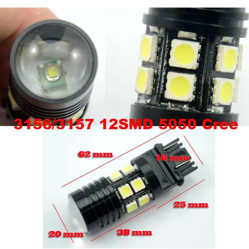 AutoEC 30pcs T25 3156 3157 12 smd 5050 led high power Car Brake Turn signal led lamp light 12V White Blue free shipping #LE06