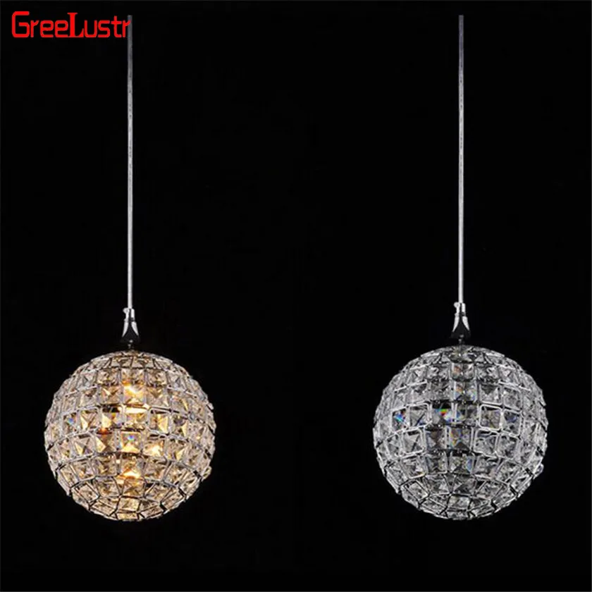 Nordic Round Crystal Ball Led Pendant Lights Hanglamp Lustres Light Fixtures for Living Room Bedroom Loft Industrial  Luminaires