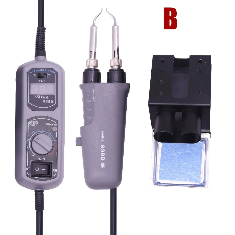 YIHUA 938D Portable Tweezers Soldering Station 110V 220V Soldering Iron Station Chip Desoldering Kit Set SMD Welding Equipment