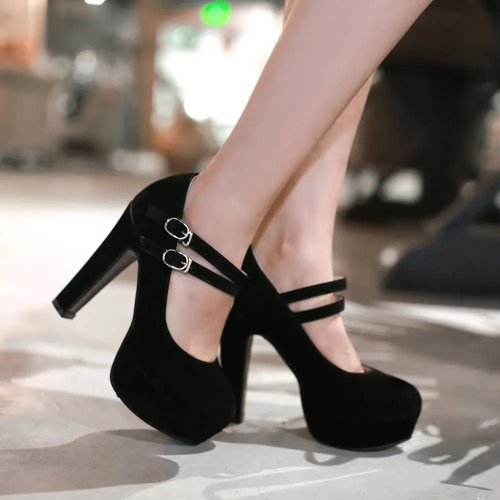 Spring autumn Large size 35-42 women shoes woman high heels elegant buckle strap office lady party wedding pumps