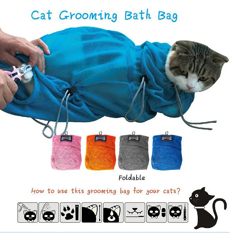 Multi-function Cat Grooming Bath Bag washing bath cat bags, nails, blowing hair, prevent catch beauty bag