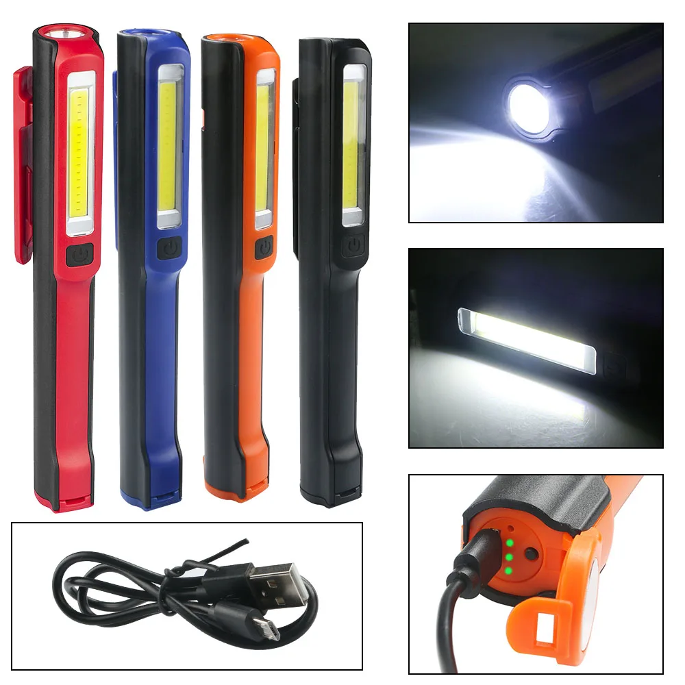 Portable 120 degree LED Flashlight COB LED 18650 Battery Outdoor Camping Powerful Repair Led Flashlight USB Rechargeable
