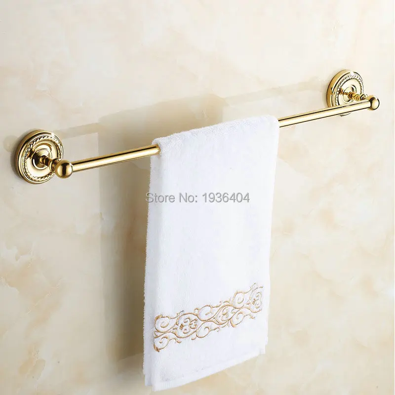 

Luxury Euro Romantic Golden Finish Antique Brass Bathroom Towel Racks Single Towel Rack Wall Mounted Towel Shelf TR1004