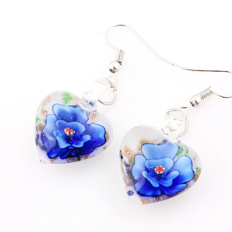 QianBei Promot Women Handmade Murano Lampwork Glass Mixed Color White snacks Charms Beauty Earring Hot