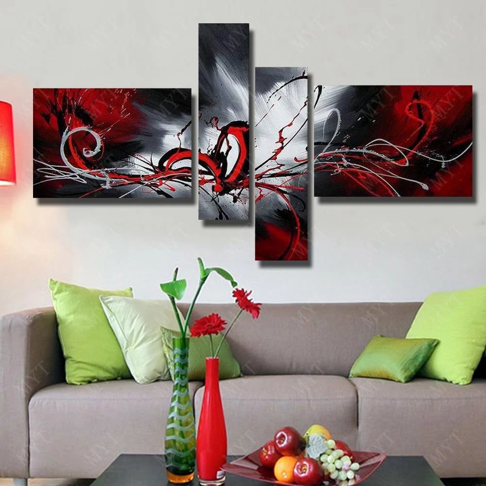 Large Size Wall Decor Abstract Painting  Hand Painting Oil Painting for Living Room Decor Wall Art  On Canvas  4Peices