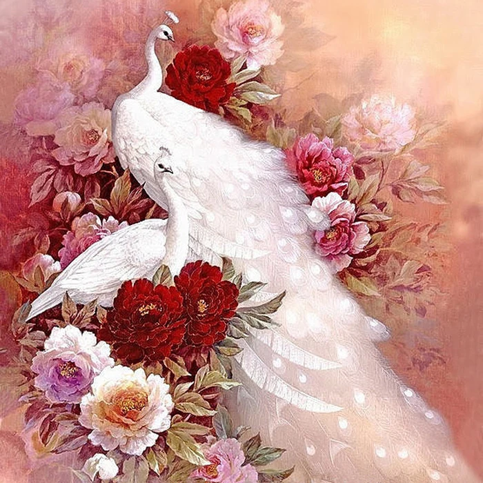 New Needlework,Cross stitch,Peony and Peacocks Animal 16CT 14CT Counted Embroidery kits Art Cross-Stitching,DIY Handmade Decor