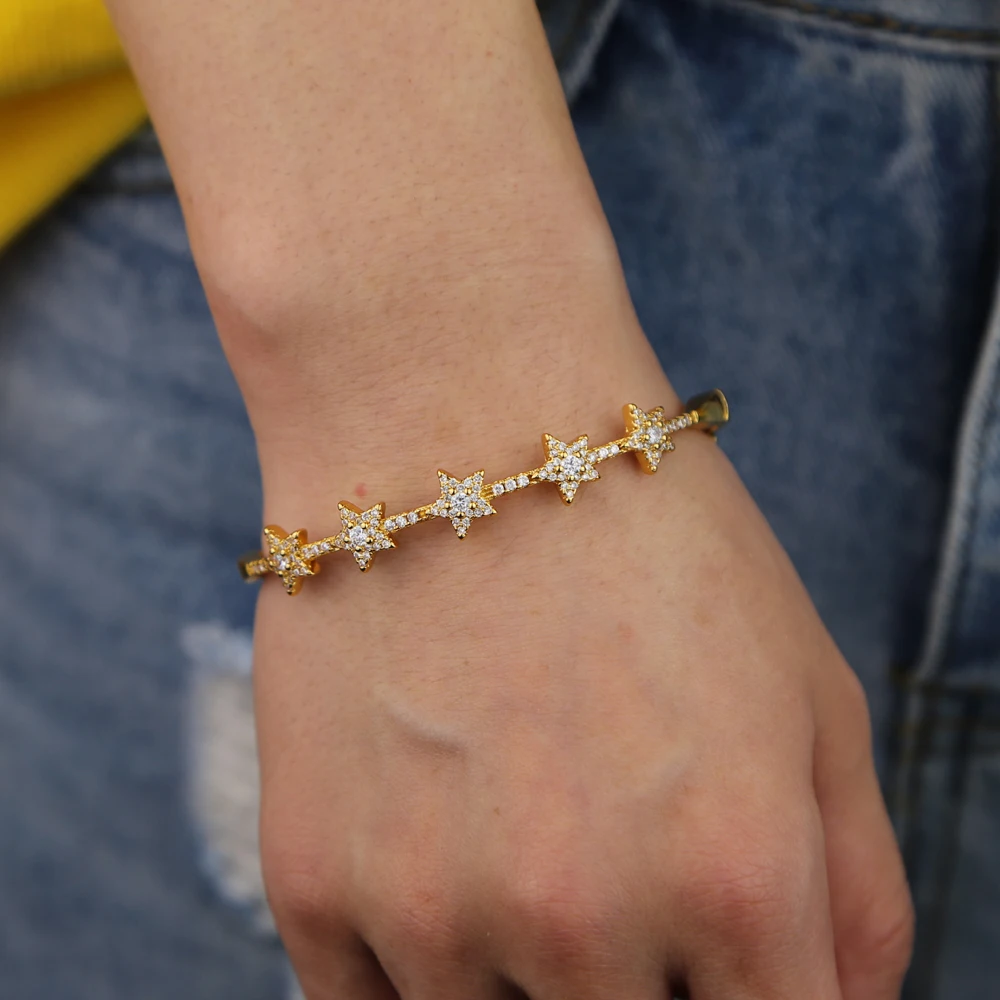 17-19cm Elegant Chain Bracelet Silver Color Beads Stars Charm Bracelet For Women bangle Chain Bracelet Jewelry Gift