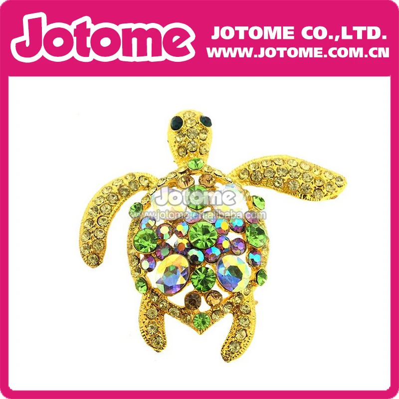 100pcs/lot 54mm/2.13inch Multicolor Sea Turtle Gold-tone Rhinestone AB Crystal Pin Brooch  Fashion Women Jewelry